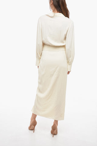 Wrap Midi Dress with Gathered Detail