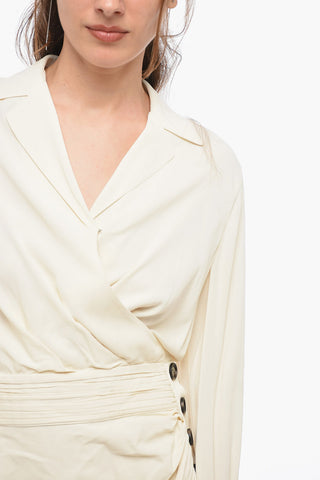 Wrap Midi Dress with Gathered Detail