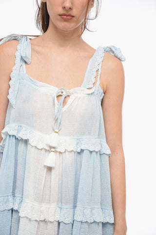 Ramie Ruffled Dress with Tie Detail