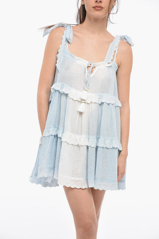 Ramie Ruffled Dress with Tie Detail