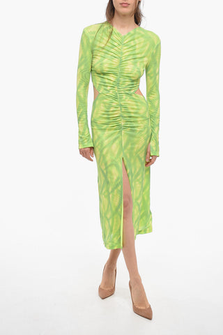 Tie Dye Draped Bodycon Maxi Dress