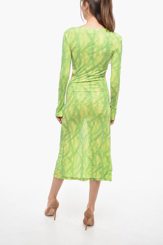 Tie Dye Draped Bodycon Maxi Dress
