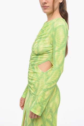 Tie Dye Draped Bodycon Maxi Dress