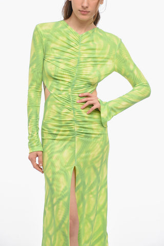 Tie Dye Draped Bodycon Maxi Dress