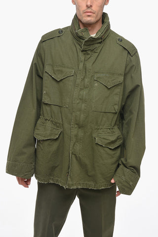 Distressed Detail UNISEX Cotton Parka with Removable Hood