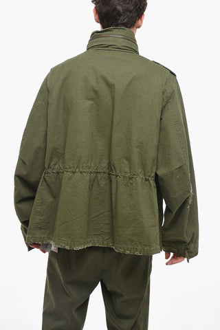 Distressed Detail UNISEX Cotton Parka with Removable Hood
