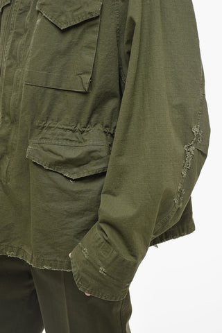 Distressed Detail UNISEX Cotton Parka with Removable Hood
