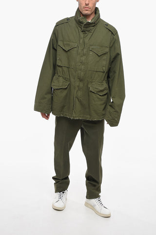Distressed Detail UNISEX Cotton Parka with Removable Hood