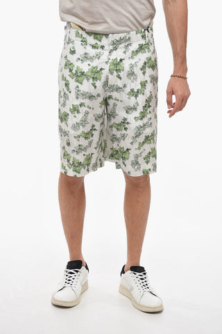 Jacquard Silk Blend Shorts with Plant Motif