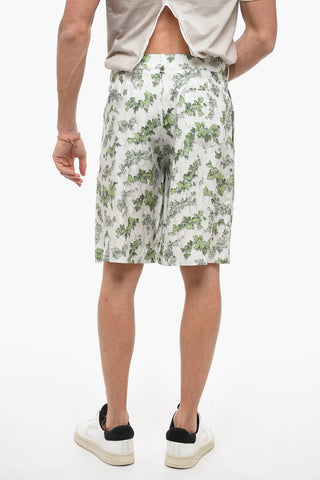 Jacquard Silk Blend Shorts with Plant Motif