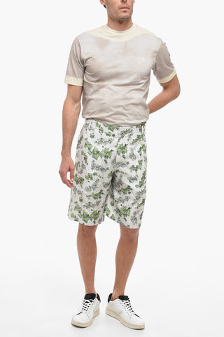 Jacquard Silk Blend Shorts with Plant Motif
