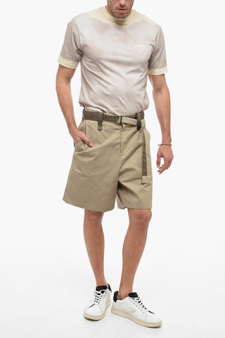 Shorts Foderati in Cotone con Cintura