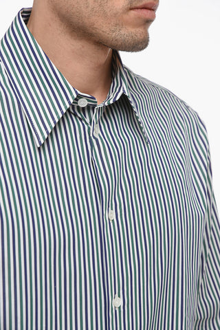 Awning Stripe Cotton Shirt with Standard Collar