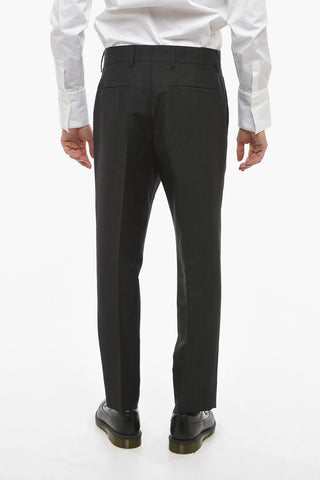 Single-pleated Mohair Blend Pants with Hidden Closure