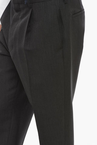 Single-pleated Mohair Blend Pants with Hidden Closure