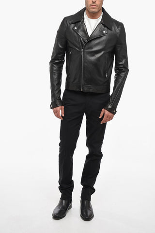 EDFU Leather DRACUBIKER Jacket with Zipped Sleeves