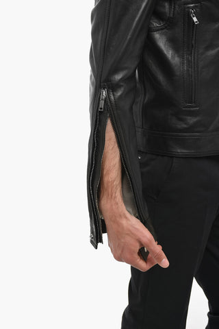 EDFU Leather DRACUBIKER Jacket with Zipped Sleeves