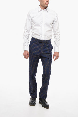 Pinstriped Wool Pants with Morset Motif