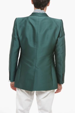Blazer Slim Fit in Satin con Tasche a Toppa