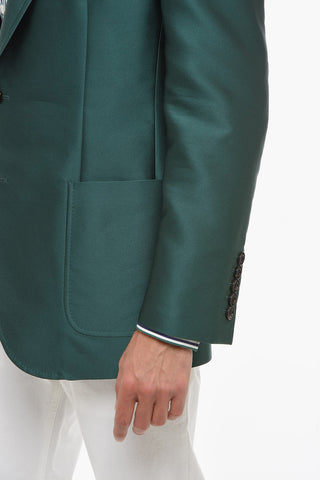 Blazer Slim Fit in Satin con Tasche a Toppa