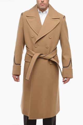 PETER DOIG X DIOR Cappotto Doppiopetto in Lana Vergine con Dettagli in Pelle