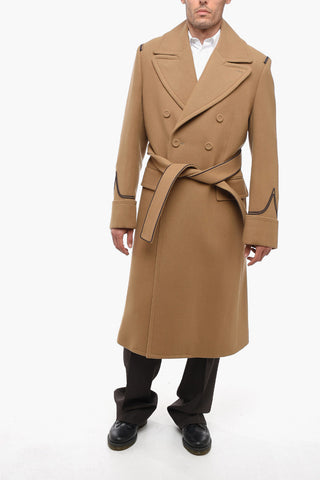 PETER DOIG X DIOR Cappotto Doppiopetto in Lana Vergine con Dettagli in Pelle