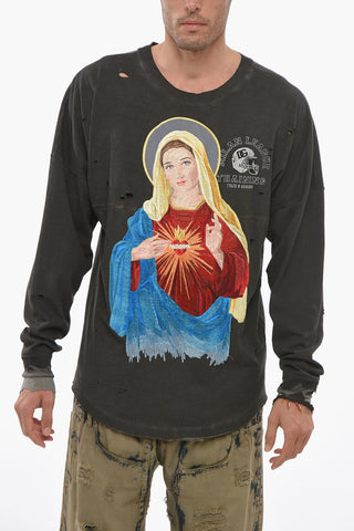 Crew Neck MILAN LEAGUE T-Shirt with Front Embroidery