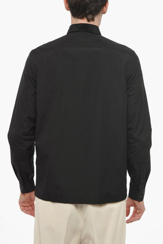 Popeline Cotton Shirt with Sequined Collar and Logo
