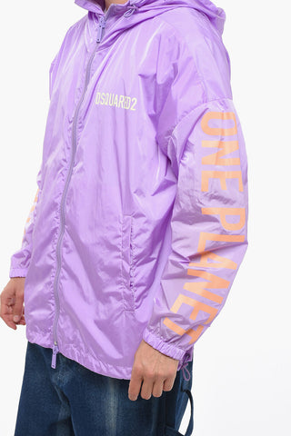 ONE LIFE ONE PLANET Hooded Nylon Windbreaker