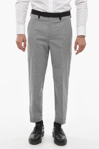 Contrasting Band Pants with Metal Application