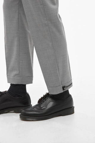 Contrasting Band Pants with Metal Application