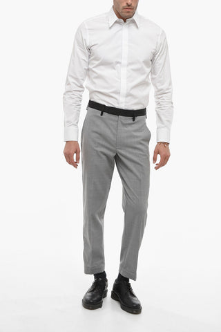 Contrasting Band Pants with Metal Application