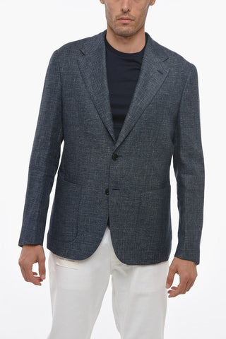 Unlined Flax Blend Blazer with Patch Pockets