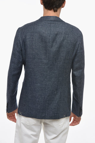 Unlined Flax Blend Blazer with Patch Pockets