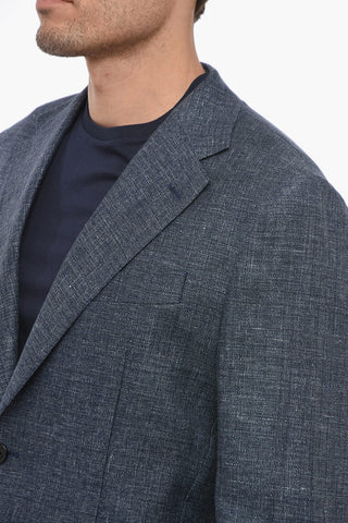 Unlined Flax Blend Blazer with Patch Pockets