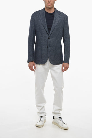 Unlined Flax Blend Blazer with Patch Pockets