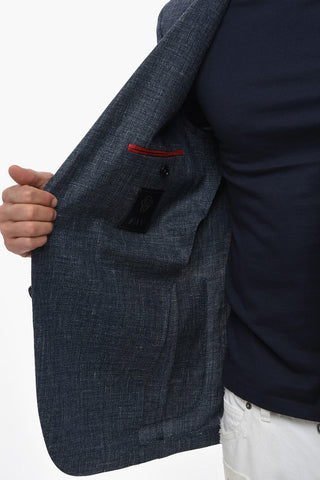 Unlined Flax Blend Blazer with Patch Pockets