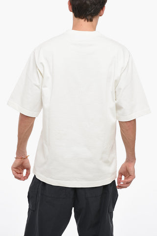 Crew Neck Cotton T-Shirt with Contrasting Logo