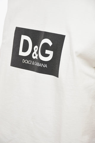 Crew Neck Cotton T-Shirt with Contrasting Logo