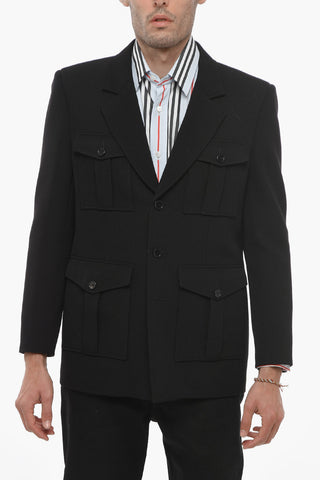 Blazer Sahariano in Lana con Rever Classico