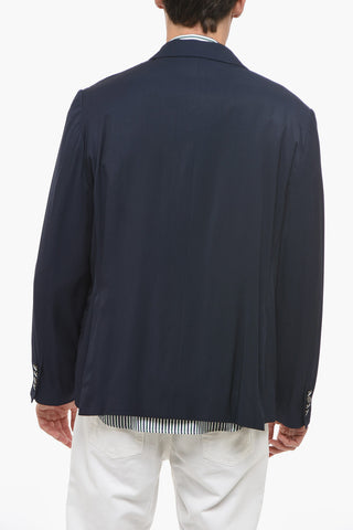Double-breasted Viscose Blazer with Peak Lapel