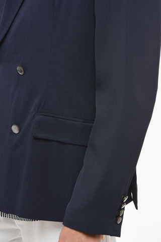 Double-breasted Viscose Blazer with Peak Lapel