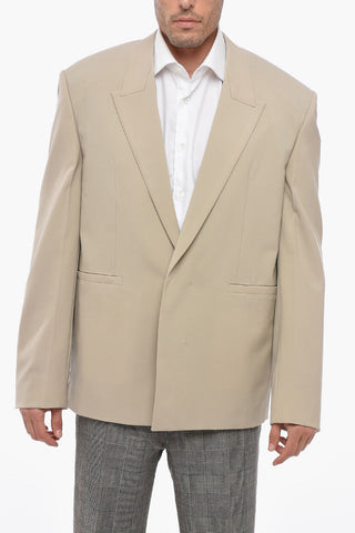 Blazer Doppiopetto in Misto Lana con Bottoni Nascosti