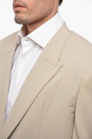 Zweireiher-Blazer aus Wollmischung mit verdeckten Knöpfen