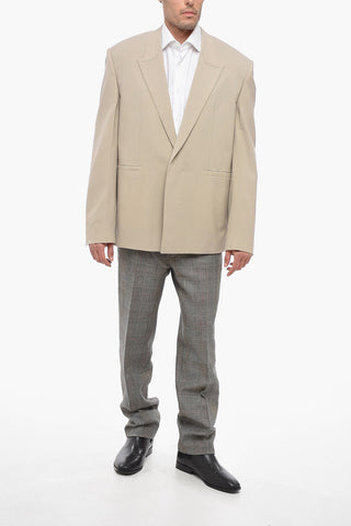 Blazer Doppiopetto in Misto Lana con Bottoni Nascosti