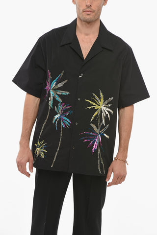 Short Sleeved Shirt With Sequins Embroidery