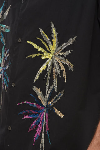 Short Sleeved Shirt With Sequins Embroidery