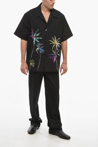Short Sleeved Shirt With Sequins Embroidery
