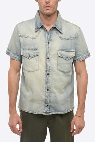Camicia In Jeans A Maniche Corte
