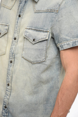 Camicia In Jeans A Maniche Corte